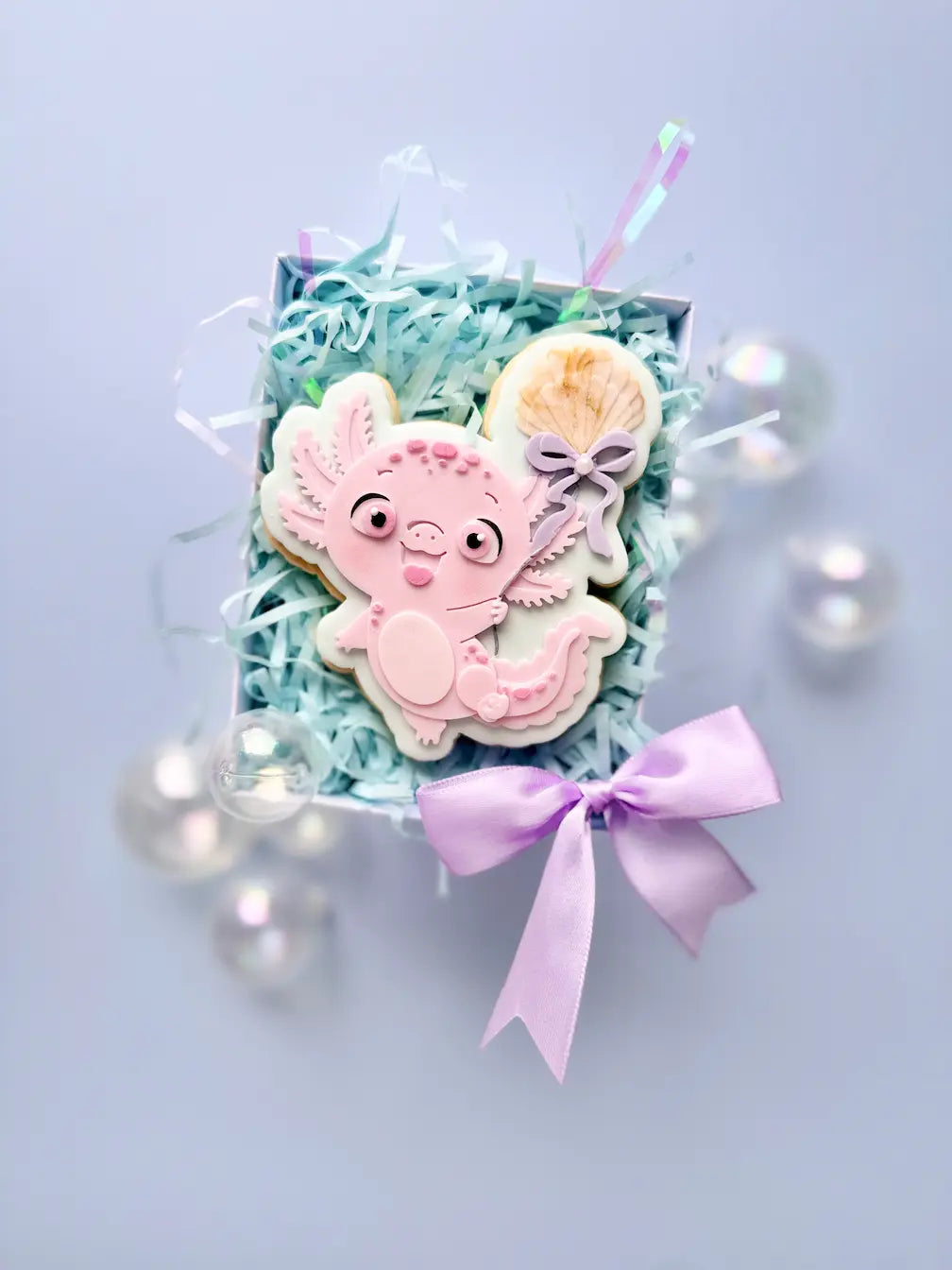 Axolotl mit Ballon Cookie Cutter & Stempel – Axolotl Ausstecher für Kindergeburtstag, Unterwasser… – Produktmotiv für Cookie Cutter und Stempel – Danis Drip