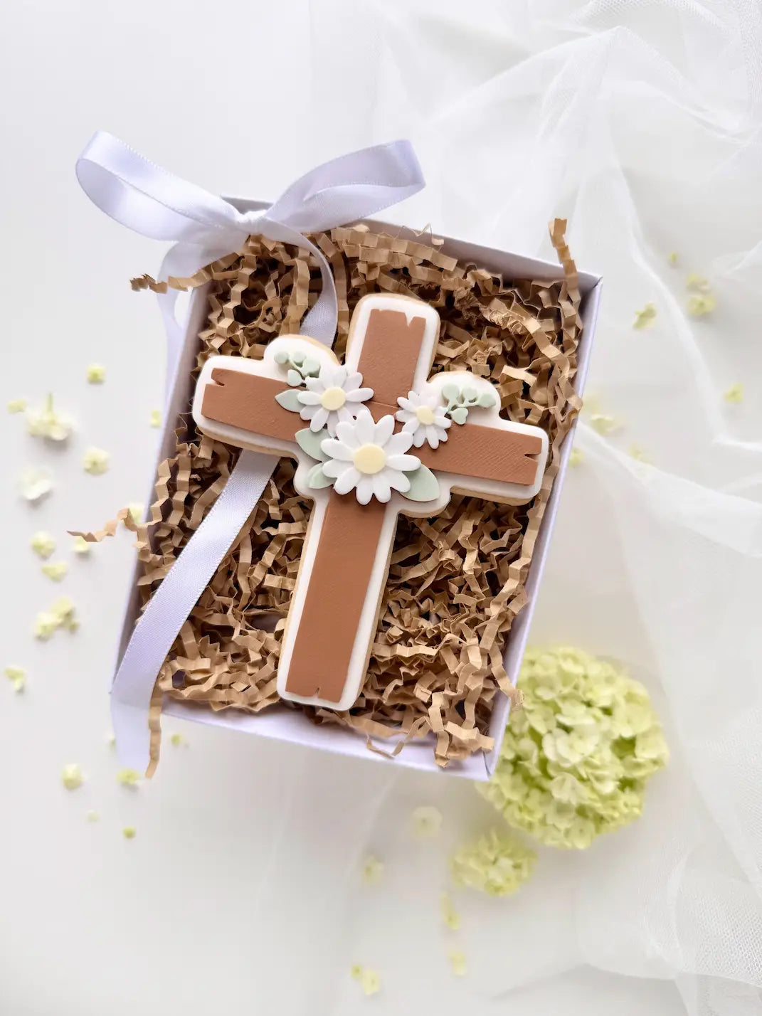 Kreuz mit floralem Muster – Cookie Cutter & Stempel für Taufe, Kommunion & Konfirmation – Produktmotiv für Cookie Cutter und Stempel – Danis Drip