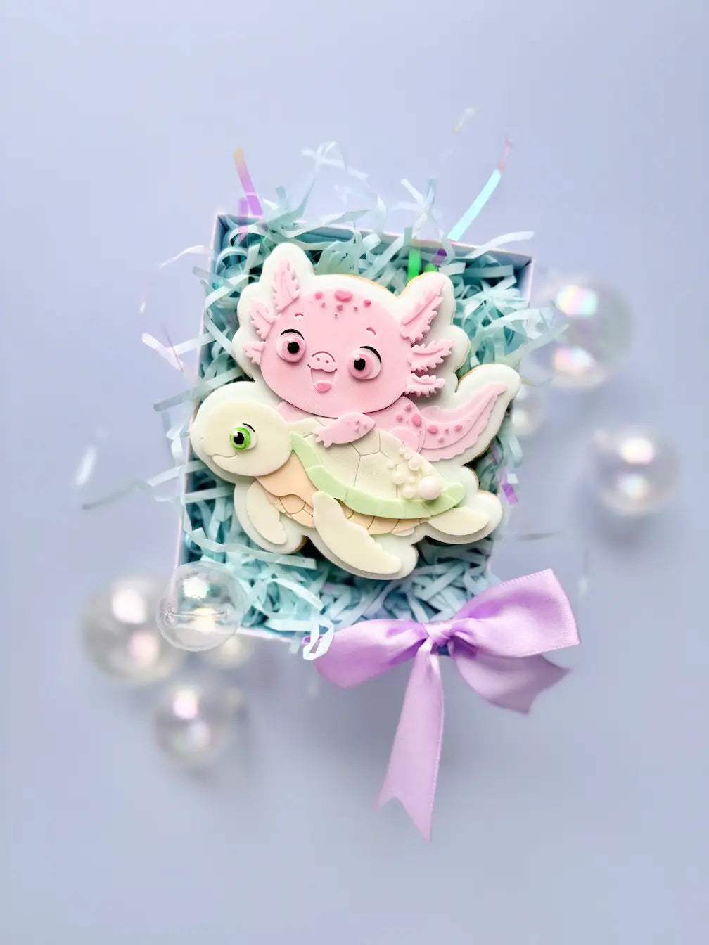 Axolotl mit Schildkröte Cookie Cutter & Stempel – Unterwasser Ausstecher für Kindergeburtstag… – Produktmotiv für Cookie Cutter und Stempel – Danis Drip