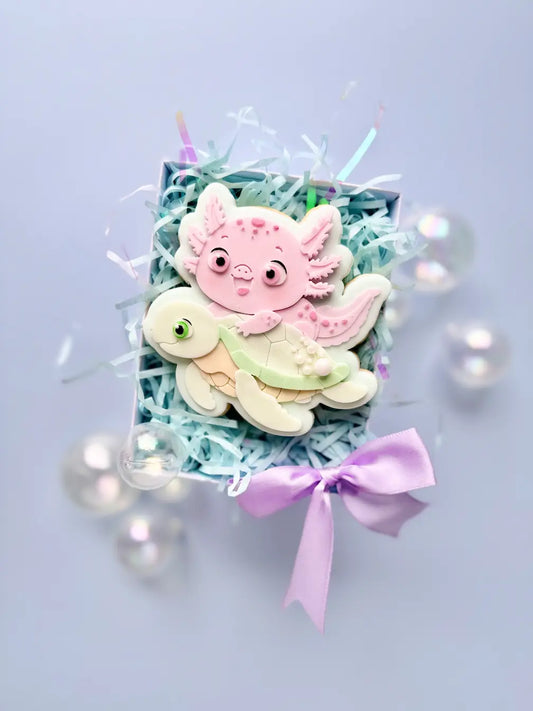 Axolotl mit Schildkröte Cookie Cutter & Stempel – Unterwasser Ausstecher für Kindergeburtstag… – Produktmotiv für Cookie Cutter und Stempel – Danis Drip