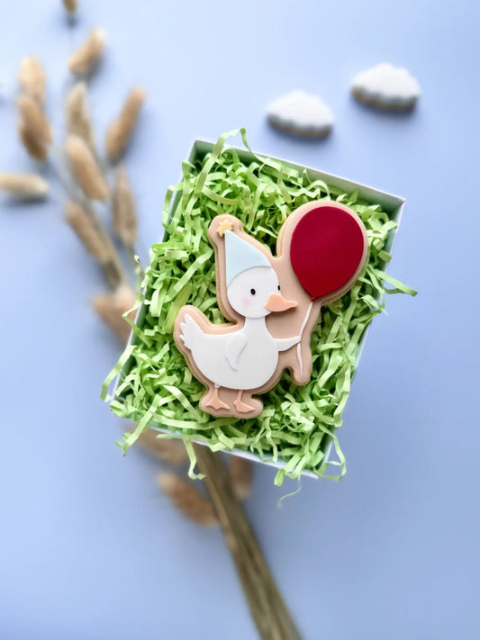 Ente mit Luftballon – Cookie Cutter & Stempel für Geburtstage, Baby Shower & Kinderkekse – Produktmotiv für Cookie Cutter und Stempel – Danis Drip