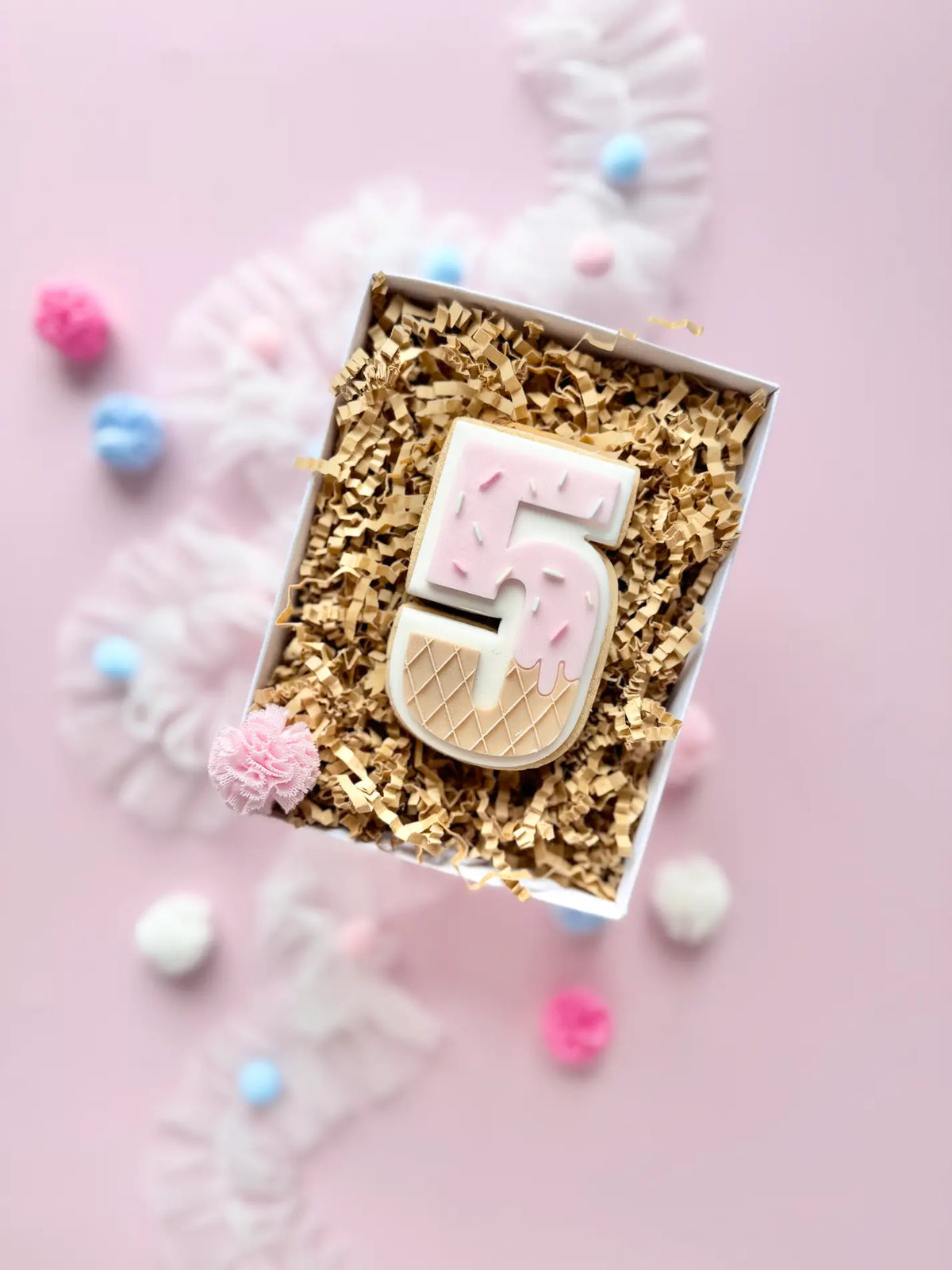 Zahl 5 im Eis Stil – Cookie Cutter & Stempel (Eiscreme Geburtstag & Sommer Party) – Produktmotiv für Cookie Cutter und Stempel – Danis Drip