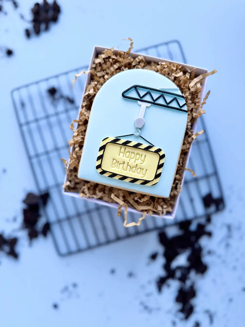 Baustellenschild am Kran Cookie Cutter & Stempel – Baustellen Ausstecher für Kindergeburtstag… – Produktmotiv für Cookie Cutter und Stempel – Danis Drip